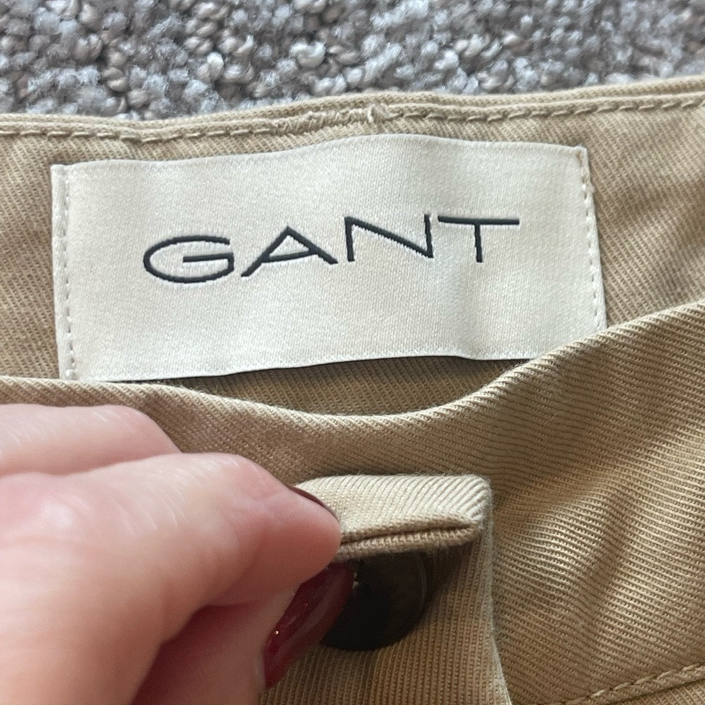 Gant Women's Tan Wide-Leg Cropped Pants, US Size 8, Cotton Blend, Classic Khaki - Picture 5 of 16